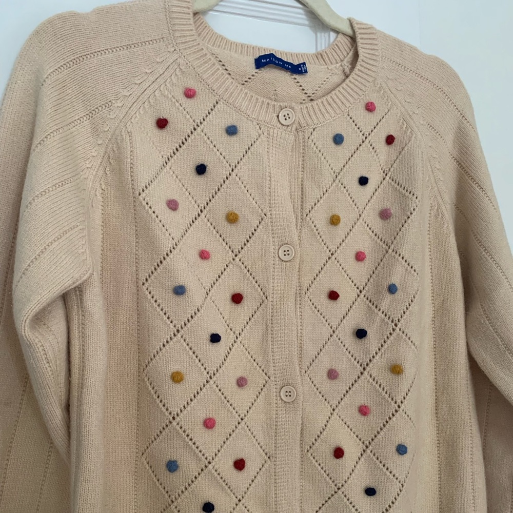 Maison Me Serena Women's Dot Bauble Cardigan in Cream